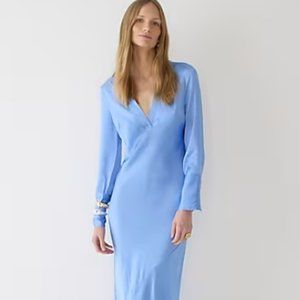 NWT: J Crew Limited-edition maxi collared slip dress in Peri -